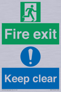 Fire exit Keep clear dual sign